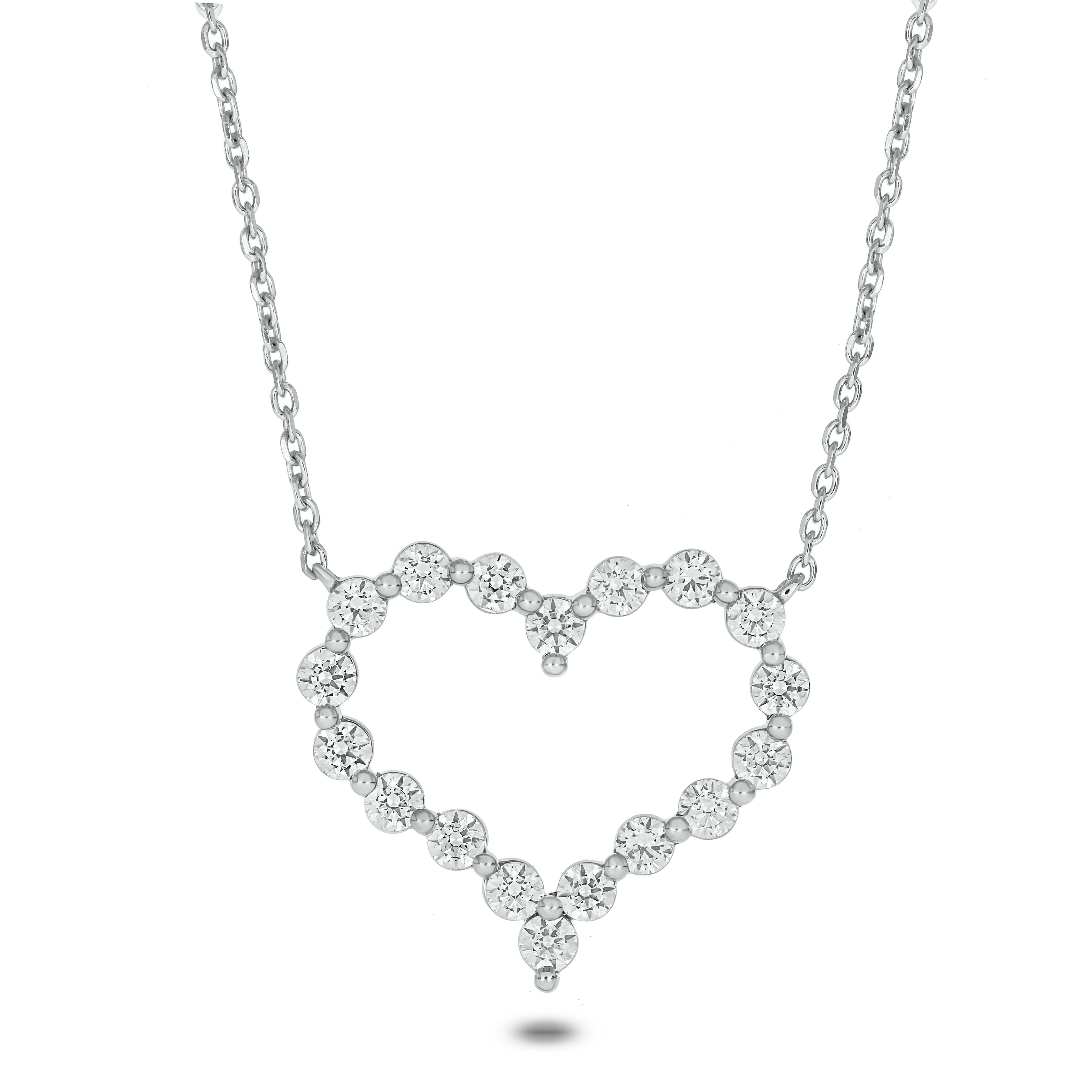 Round 1 ct Diamond Heart Pendant in 18K White Gold | Maison Birks